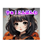 ハッピーハロウィン黒美少女（個別スタンプ：4）