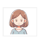 色々な表情の可愛い女性の顔スタンプ（個別スタンプ：1）