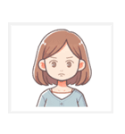 色々な表情の可愛い女性の顔スタンプ（個別スタンプ：3）