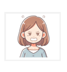 色々な表情の可愛い女性の顔スタンプ（個別スタンプ：4）
