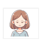 色々な表情の可愛い女性の顔スタンプ（個別スタンプ：5）