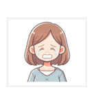 色々な表情の可愛い女性の顔スタンプ（個別スタンプ：6）