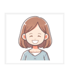 色々な表情の可愛い女性の顔スタンプ（個別スタンプ：7）