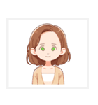 色々な表情の可愛い女性の顔スタンプ（個別スタンプ：9）