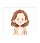 色々な表情の可愛い女性の顔スタンプ（個別スタンプ：10）