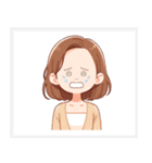 色々な表情の可愛い女性の顔スタンプ（個別スタンプ：14）