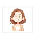 色々な表情の可愛い女性の顔スタンプ（個別スタンプ：15）