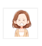 色々な表情の可愛い女性の顔スタンプ（個別スタンプ：16）