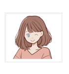 色々な表情の可愛い女性の顔スタンプ（個別スタンプ：22）