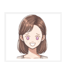 色々な表情の可愛い女性の顔スタンプ（個別スタンプ：26）