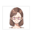 色々な表情の可愛い女性の顔スタンプ（個別スタンプ：32）