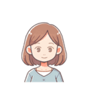 可愛い女性の顔スタンプ（lycopene作）（個別スタンプ：1）