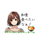 可愛い女性が食事の質問（lycopene作）（個別スタンプ：1）