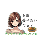 可愛い女性が食事の質問（lycopene作）（個別スタンプ：2）