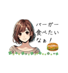 可愛い女性が食事の質問（lycopene作）（個別スタンプ：3）