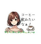 可愛い女性が食事の質問（lycopene作）（個別スタンプ：5）