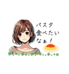 可愛い女性が食事の質問（lycopene作）（個別スタンプ：6）