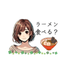 可愛い女性が食事の質問（lycopene作）（個別スタンプ：7）