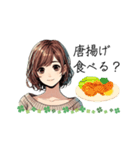 可愛い女性が食事の質問（lycopene作）（個別スタンプ：11）