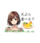 可愛い女性が食事の質問（lycopene作）（個別スタンプ：12）