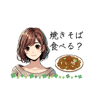 可愛い女性が食事の質問（lycopene作）（個別スタンプ：13）