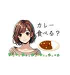 可愛い女性が食事の質問（lycopene作）（個別スタンプ：14）