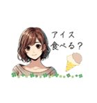 可愛い女性が食事の質問（lycopene作）（個別スタンプ：16）