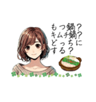 可愛い女性が食事の質問（lycopene作）（個別スタンプ：18）
