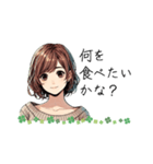 可愛い女性が食事の質問（lycopene作）（個別スタンプ：24）