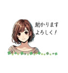 可愛い女性が食事の質問（lycopene作）（個別スタンプ：25）