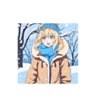 文字なし*アニメ*雪の中の可愛い女子（個別スタンプ：24）