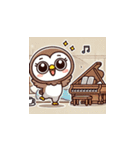 フクロウとピアノのかわいいスタンプ（個別スタンプ：2）