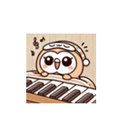 フクロウとピアノのかわいいスタンプ（個別スタンプ：3）