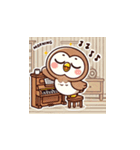 フクロウとピアノのかわいいスタンプ（個別スタンプ：4）