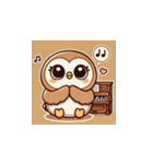フクロウとピアノのかわいいスタンプ（個別スタンプ：9）