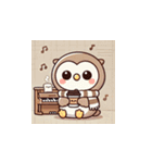 フクロウとピアノのかわいいスタンプ（個別スタンプ：13）