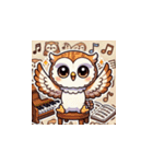フクロウとピアノのかわいいスタンプ（個別スタンプ：15）