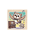 フクロウとピアノのかわいいスタンプ（個別スタンプ：19）
