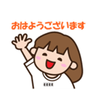 白Tシャツ-かわいい女の子のスタンプ（個別スタンプ：1）