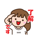 白Tシャツ-かわいい女の子のスタンプ（個別スタンプ：2）