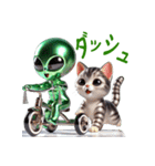 AI de かわいい宇宙人と子猫（個別スタンプ：20）