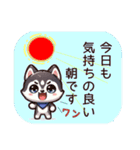 ハスキー犬の毎日、日本語・英語・韓国語（個別スタンプ：1）