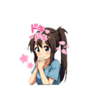 ポニーテール少女_茶髪（個別スタンプ：1）