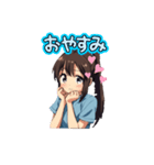 ポニーテール少女_茶髪（個別スタンプ：2）