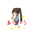 ポニーテール少女_茶髪（個別スタンプ：4）