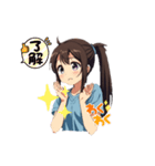 ポニーテール少女_茶髪（個別スタンプ：7）