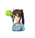 ポニーテール少女_茶髪（個別スタンプ：8）