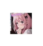 少女_猫_ピンク_（個別スタンプ：1）