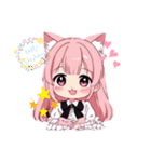 少女_猫_ピンク_（個別スタンプ：3）