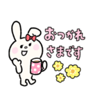 リボンうさぎのシンプルスタンプ（個別スタンプ：5）